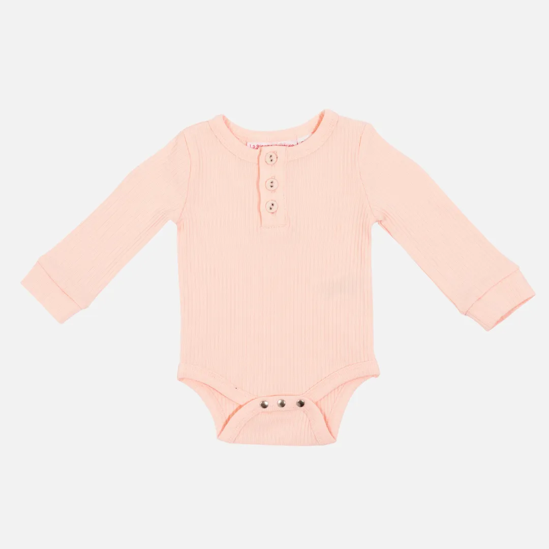 Cozy Long Sleeve Bodysuit/Top - Peach Dust