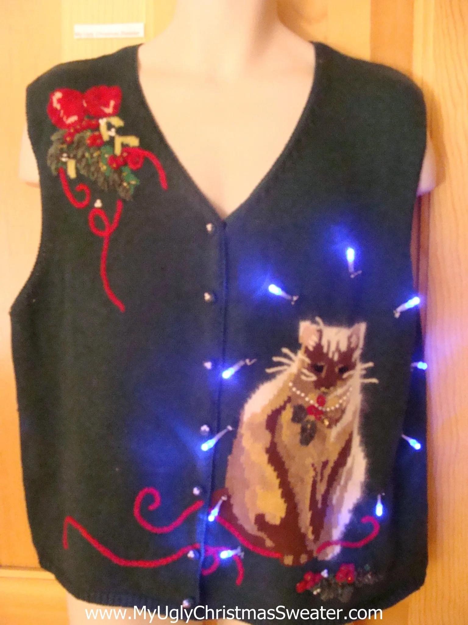 Crazy Cat Lady Need to Buy Christmas Sweaters? Light Up Sweater Vest