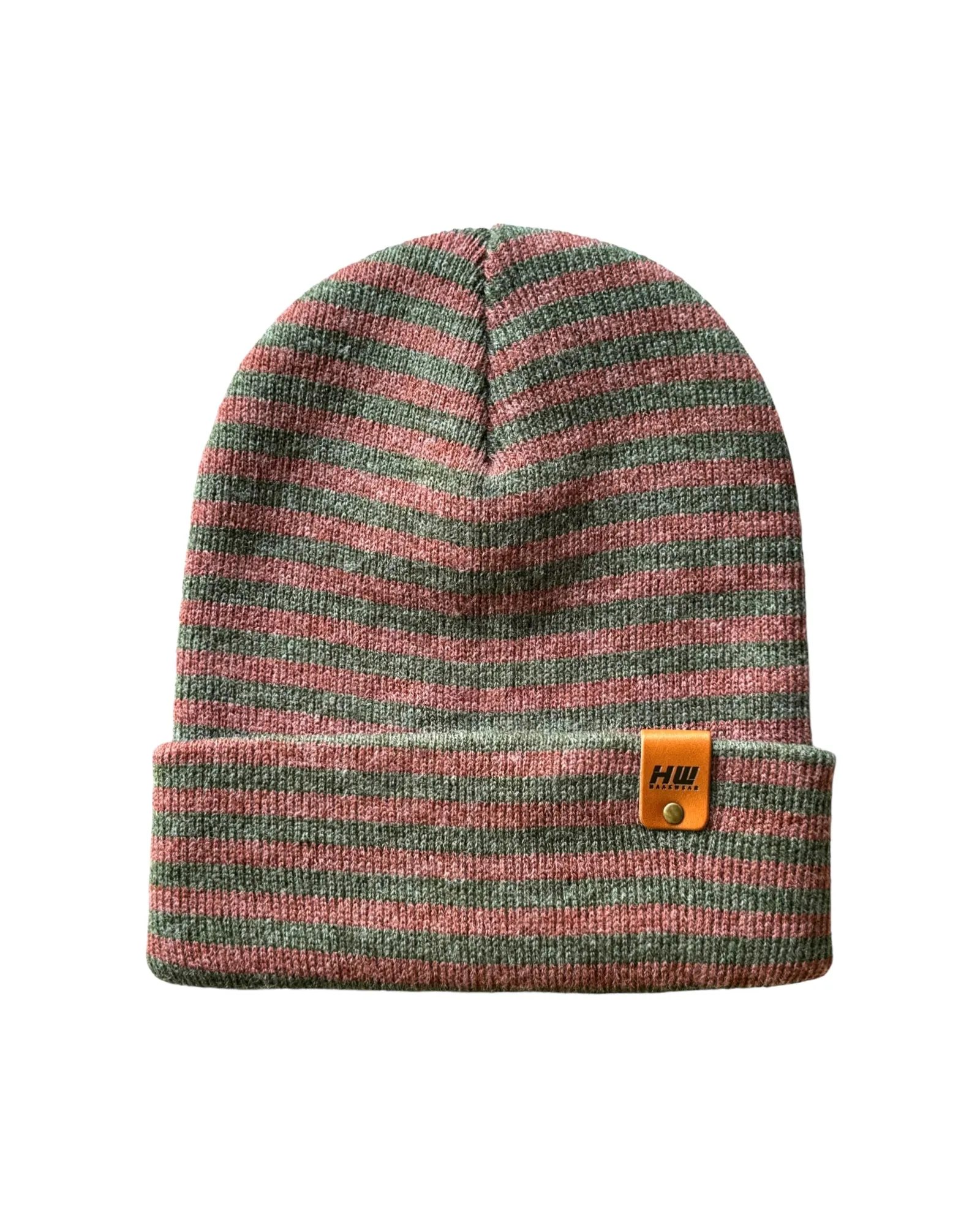 CTD205 HAAKWEAR Traditional RORO Cuffed Beanie / Hat - Green / Burgundy, Made in USA