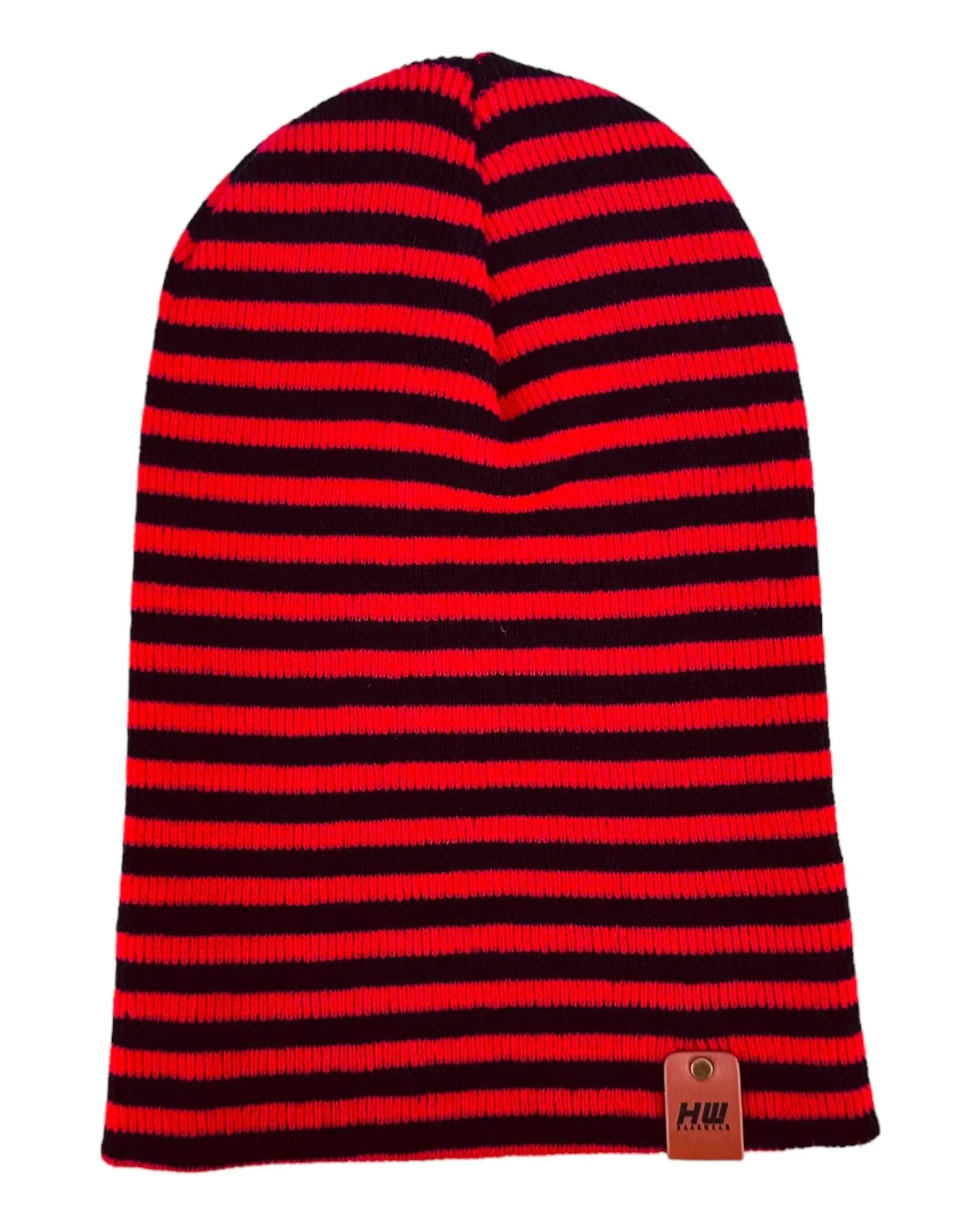 CTD207 HAAKWEAR Traditional RORO Cuffed Beanie / Hat - Black / Red, Made in USA