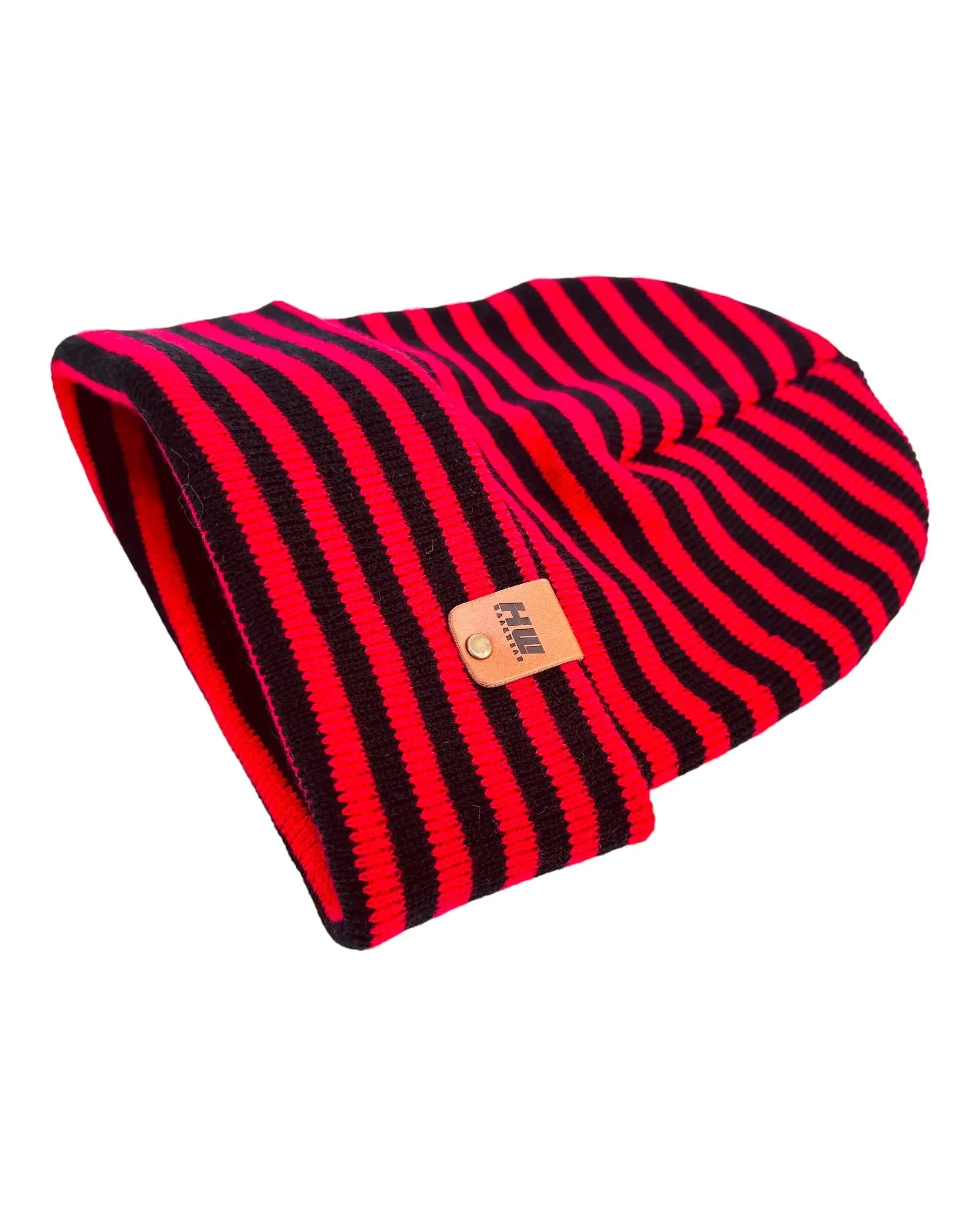 CTD207 HAAKWEAR Traditional RORO Cuffed Beanie / Hat - Black / Red, Made in USA