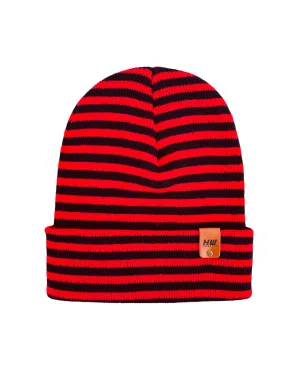 CTD207 HAAKWEAR Traditional RORO Cuffed Beanie / Hat - Black / Red, Made in USA