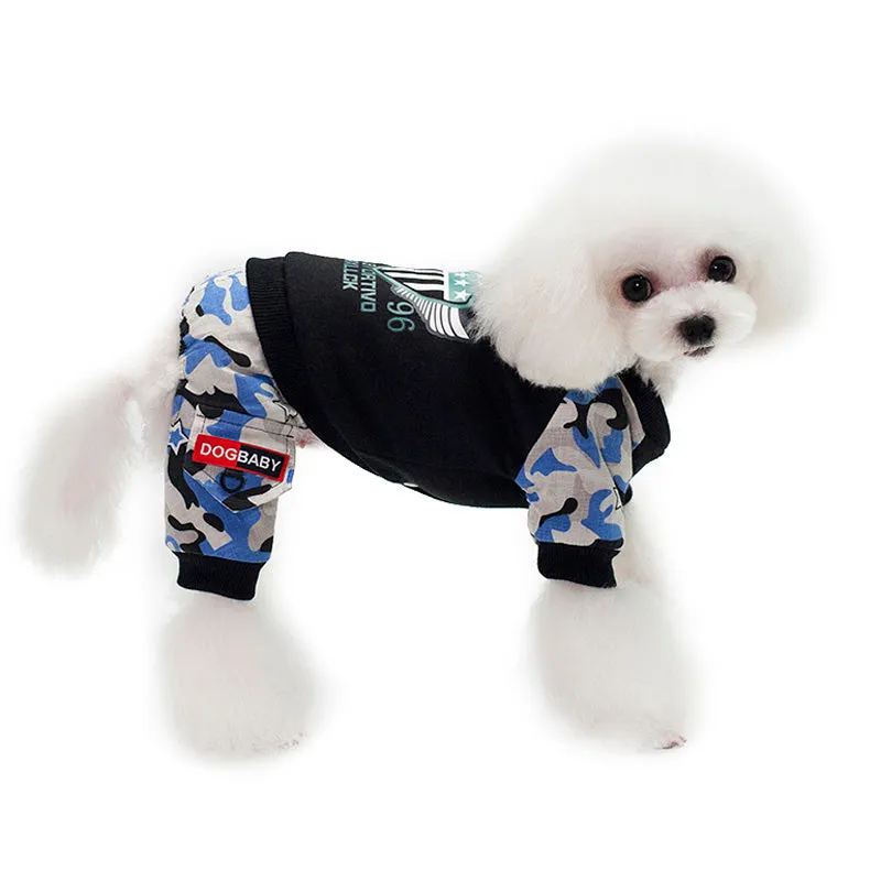 Cute Gray Black Winter Dog Camo Jumpsuit For Small Dogs