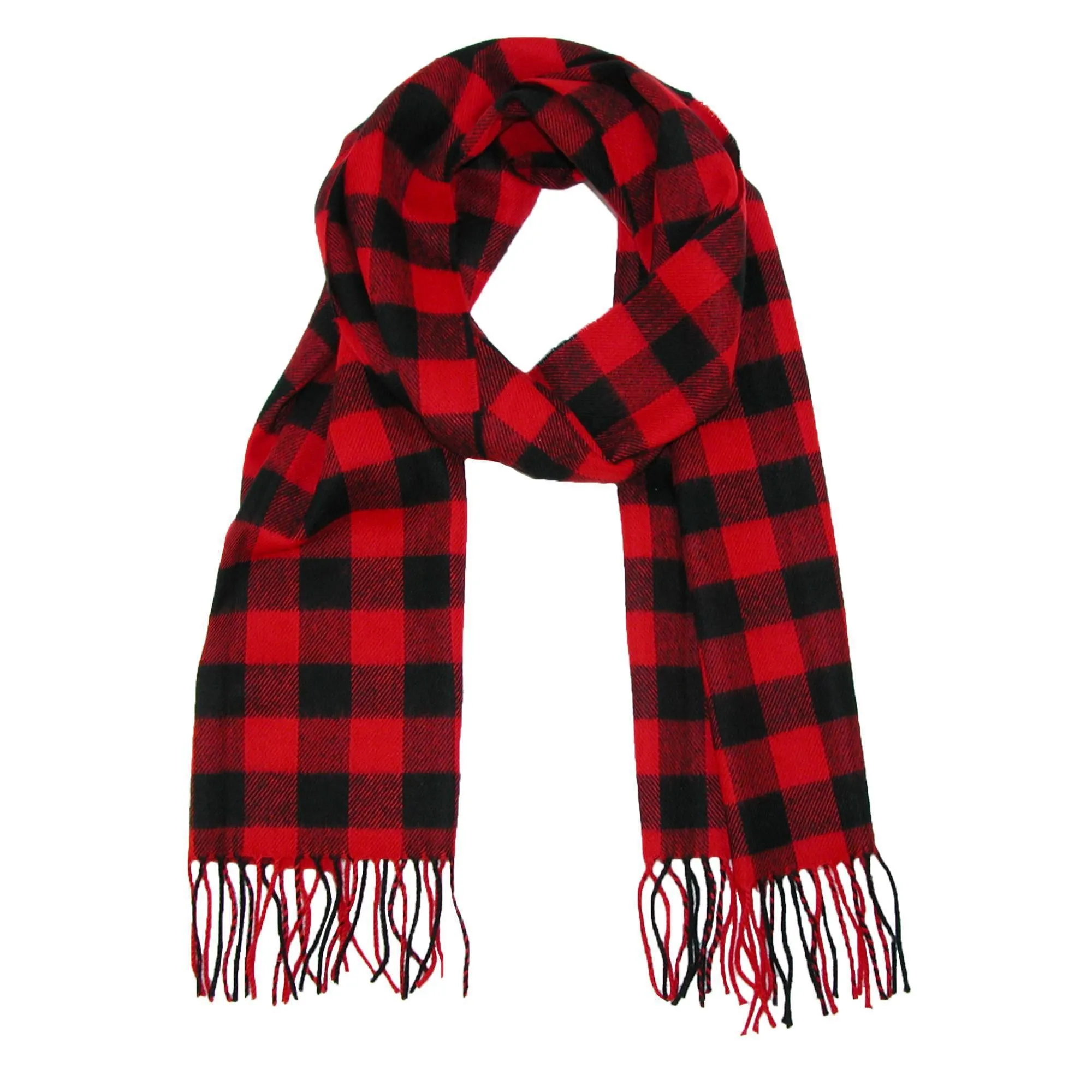 David & Young Women's Mama Bear Winter Beanie and Matching Buffalo Plaid Scarf Set