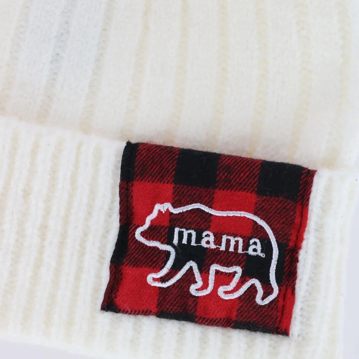 David & Young Women's Mama Bear Winter Beanie and Matching Buffalo Plaid Scarf Set