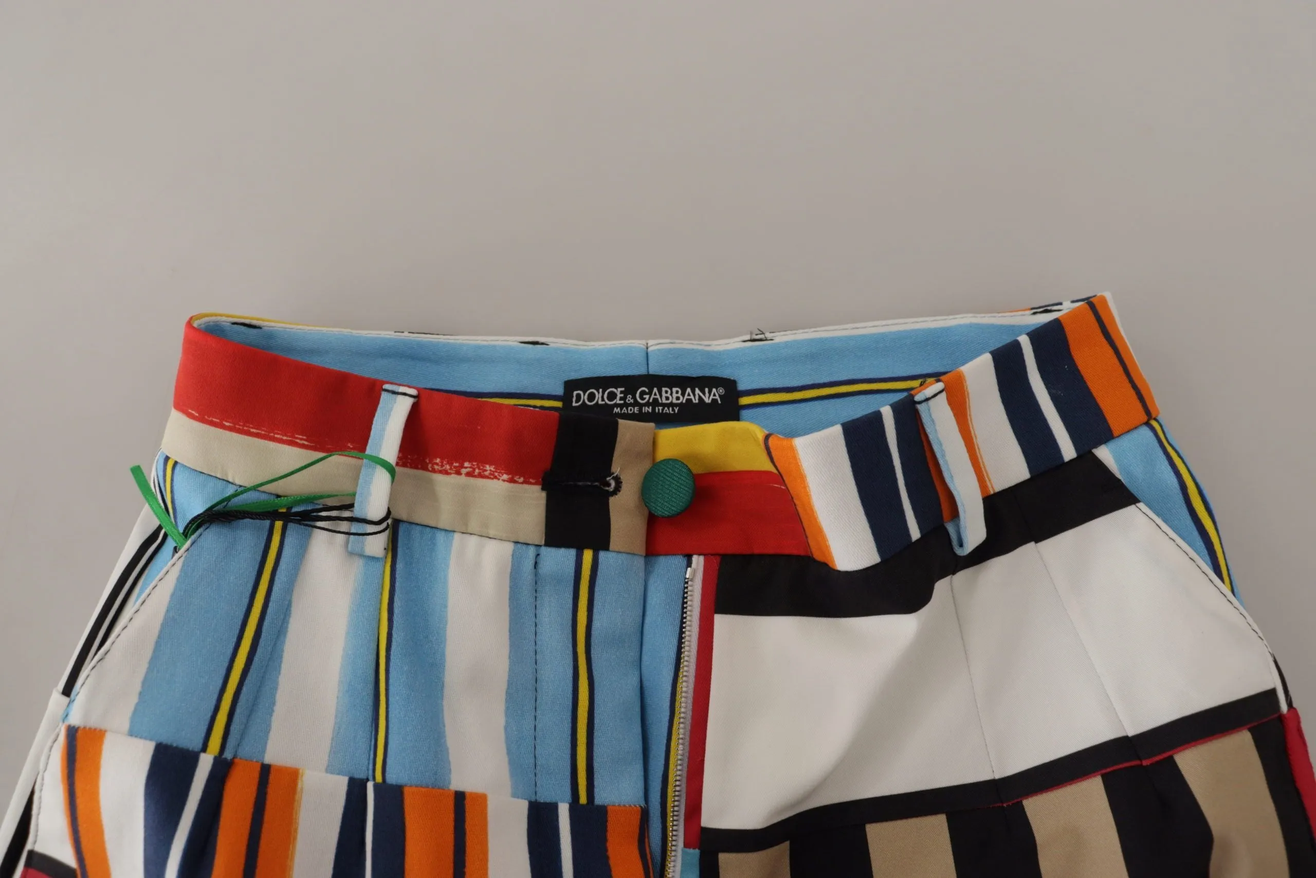 Dolce & Gabbana Multicolor Striped High Waist Cotton Pants