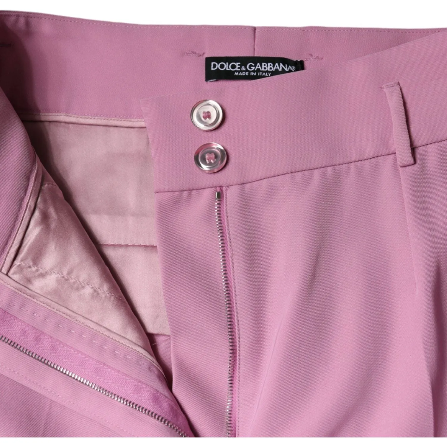 Dolce & Gabbana Pink Polyester High Waist Women Tapered Pants