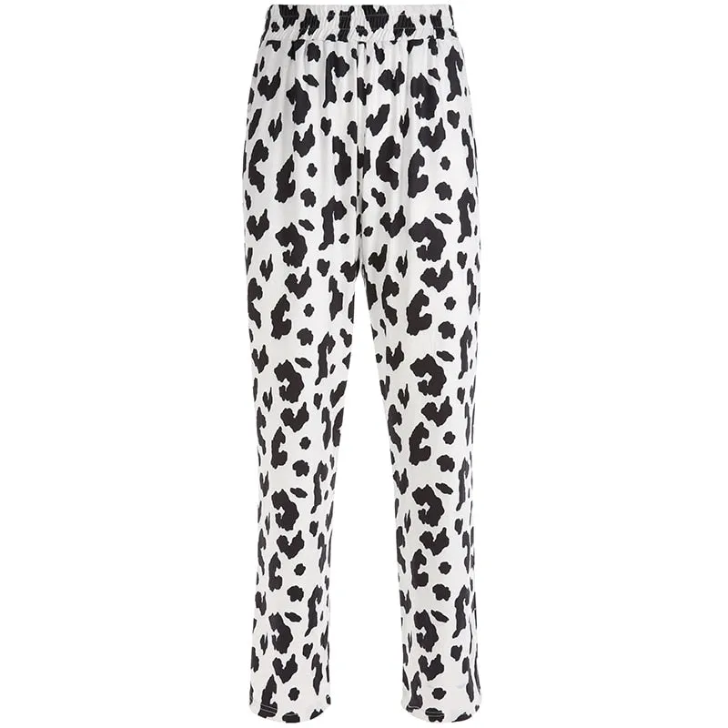 Elegant Casual Women's Zebra Print High Waist Trousers For Office Streetwear