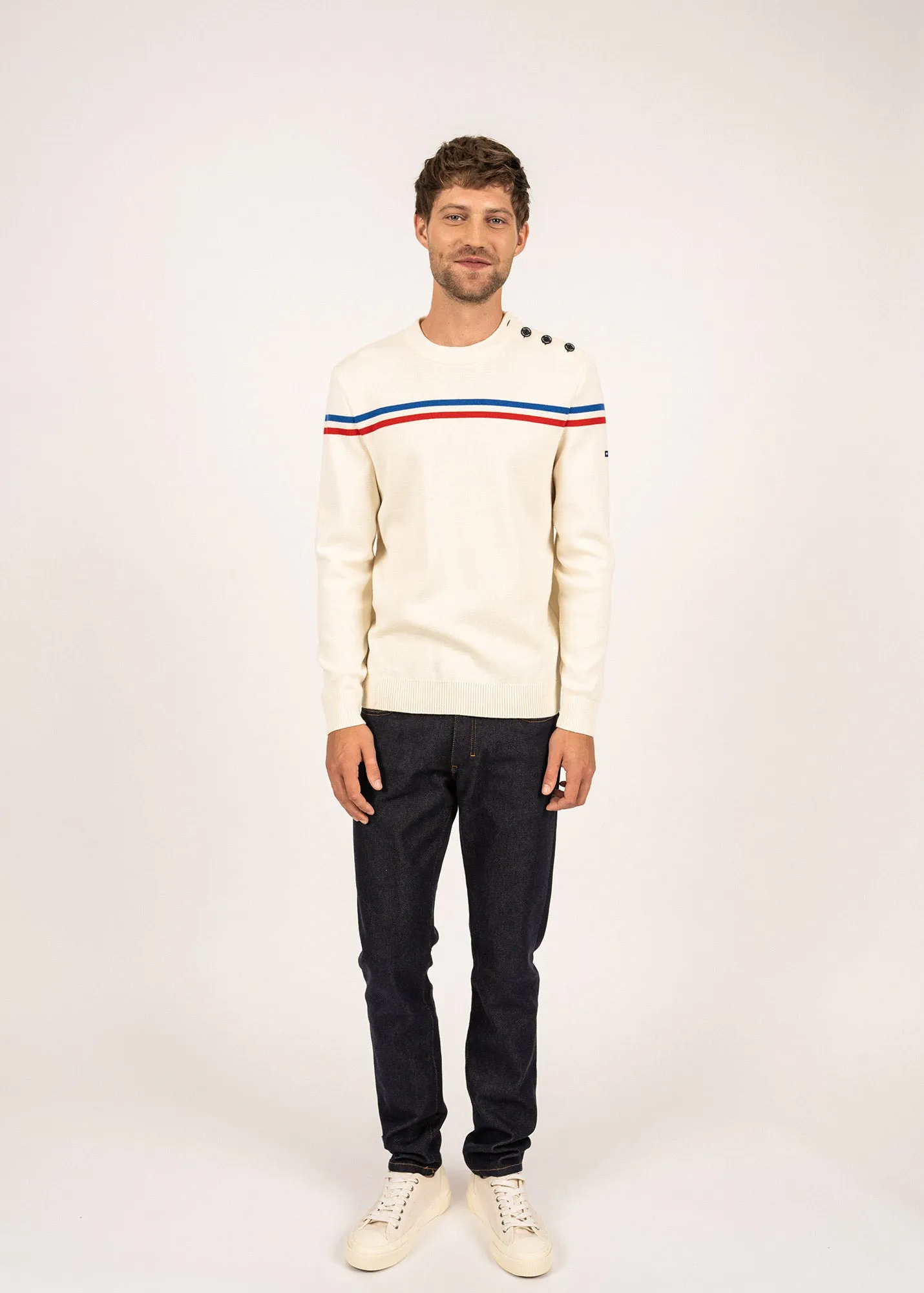 Elysée jumper with placed stripes - SAINT JAMES x Elysée (ECUME/TULIPE/GITANE)