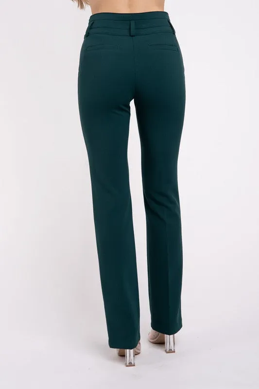 Emerald Solid Straight Leg Slacks