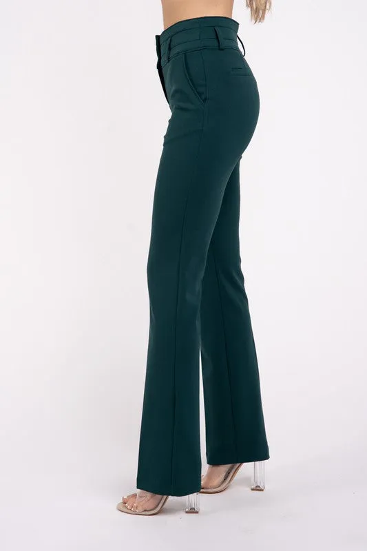 Emerald Solid Straight Leg Slacks