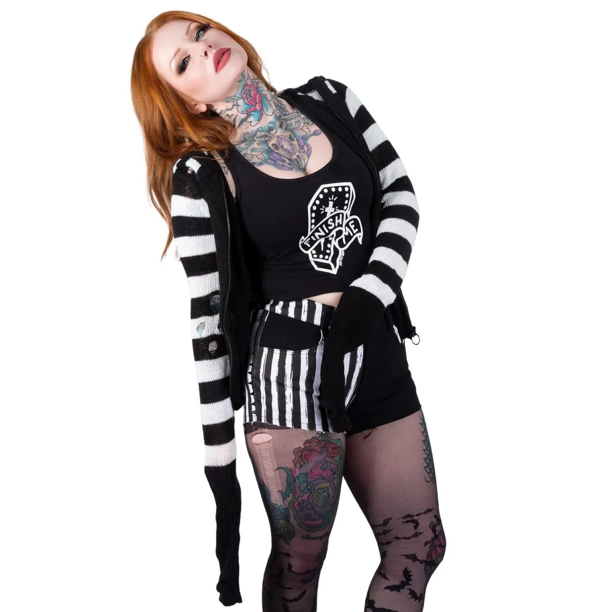 F Off Heart Zip Up Long Sleeve Sweater