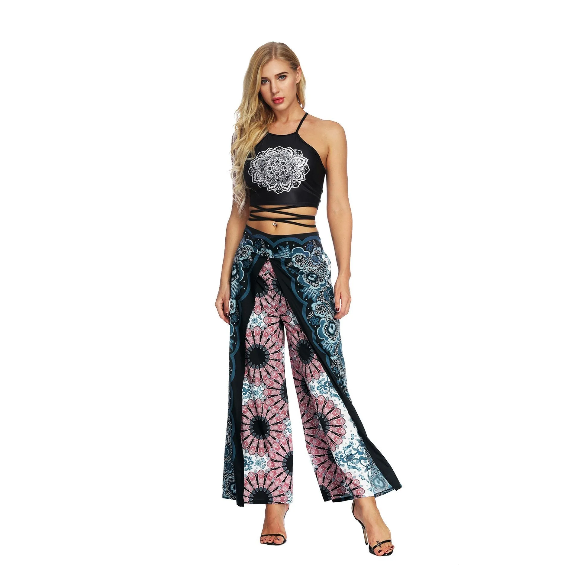 Fashion Ethnic Digital Printing High-waist Wide-leg Yoga Pants Leisure 2