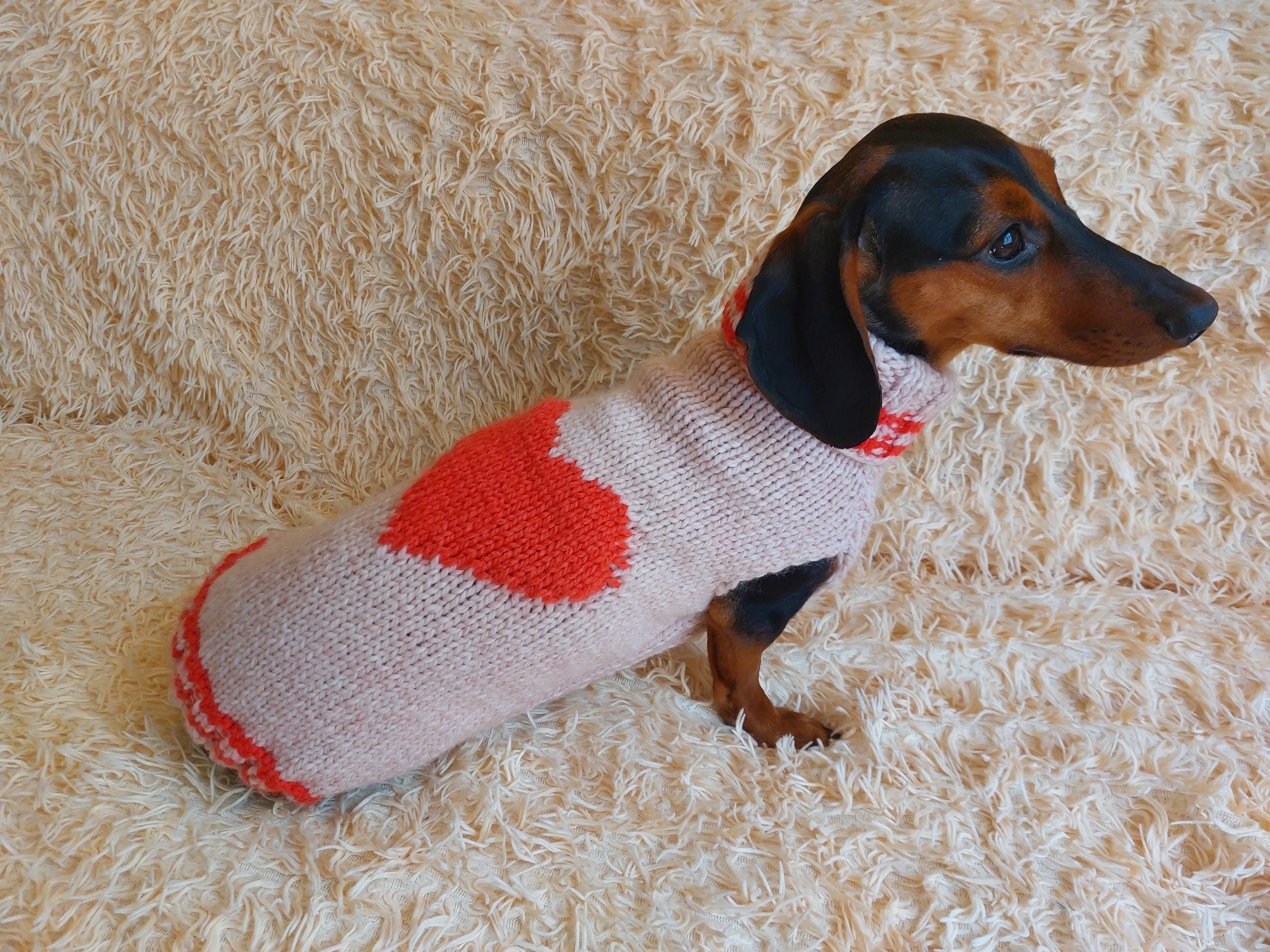 Festive Heart Pet Outfit Heart Jumper Dog Clothes Sweater Valentine's Day,Dog Lover Gift Knitted Sweater.