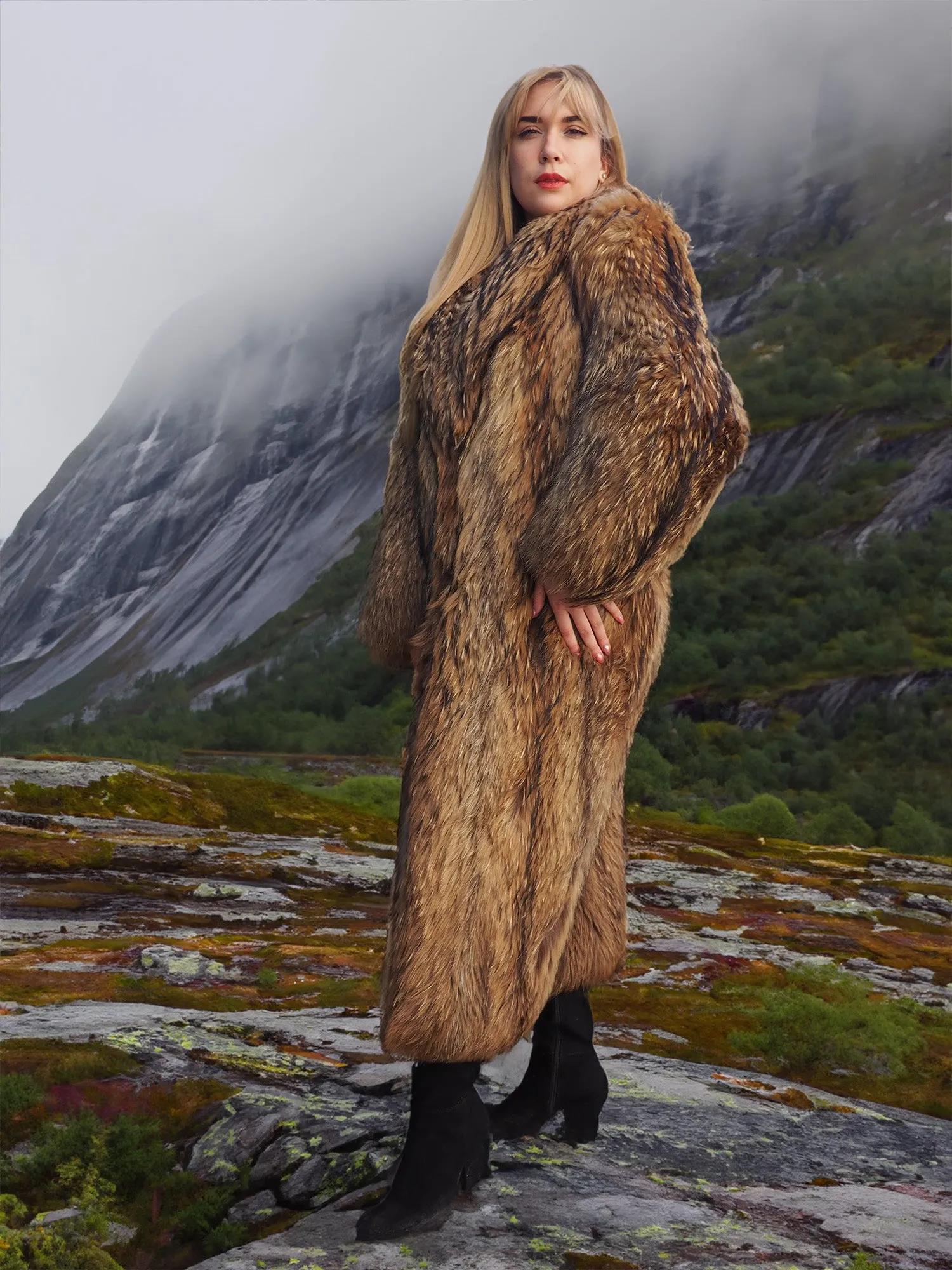 Finnish Raccoon Fur Coat S