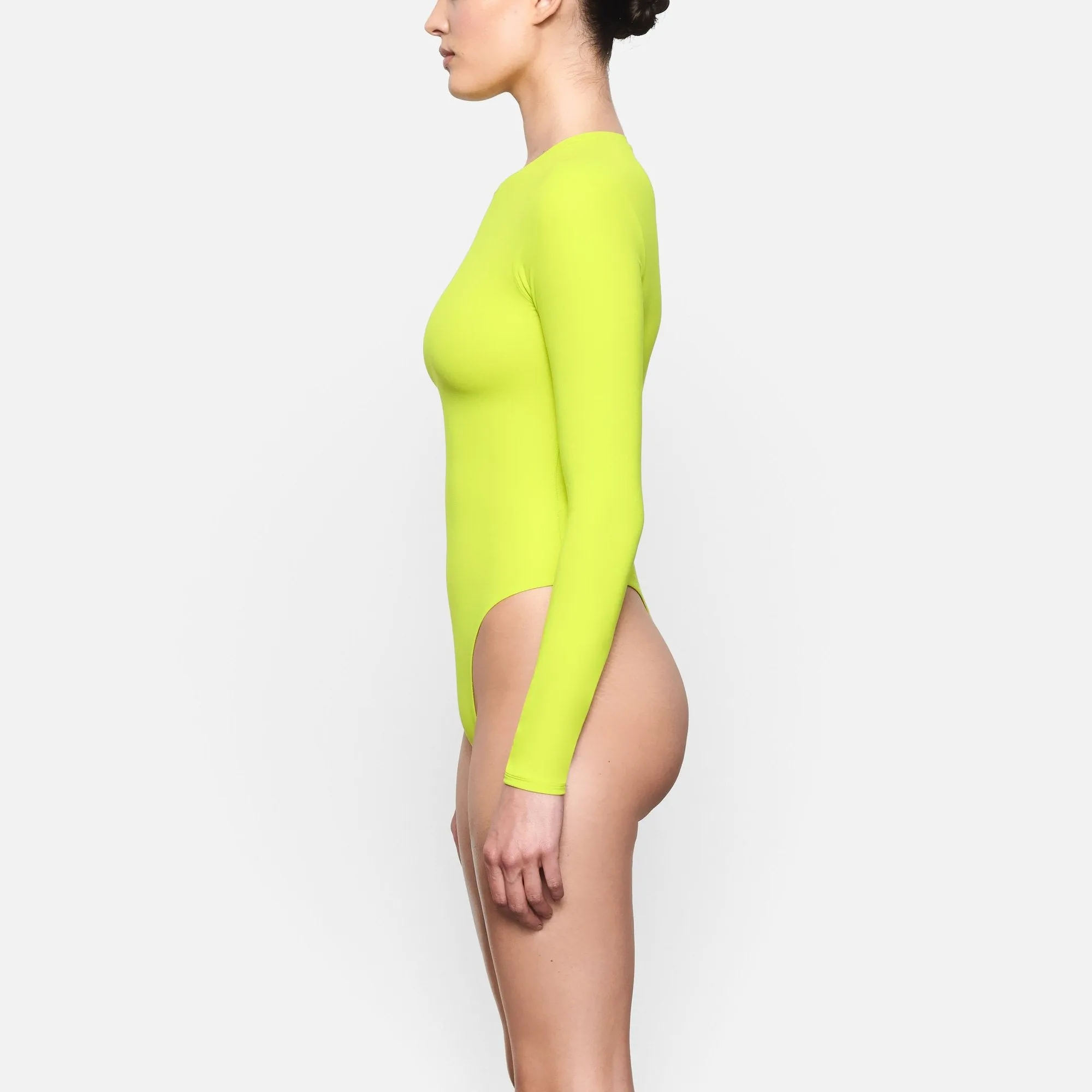 FITS EVERYBODY LONG SLEEVE CREW NECK BODYSUIT | NEON LIME