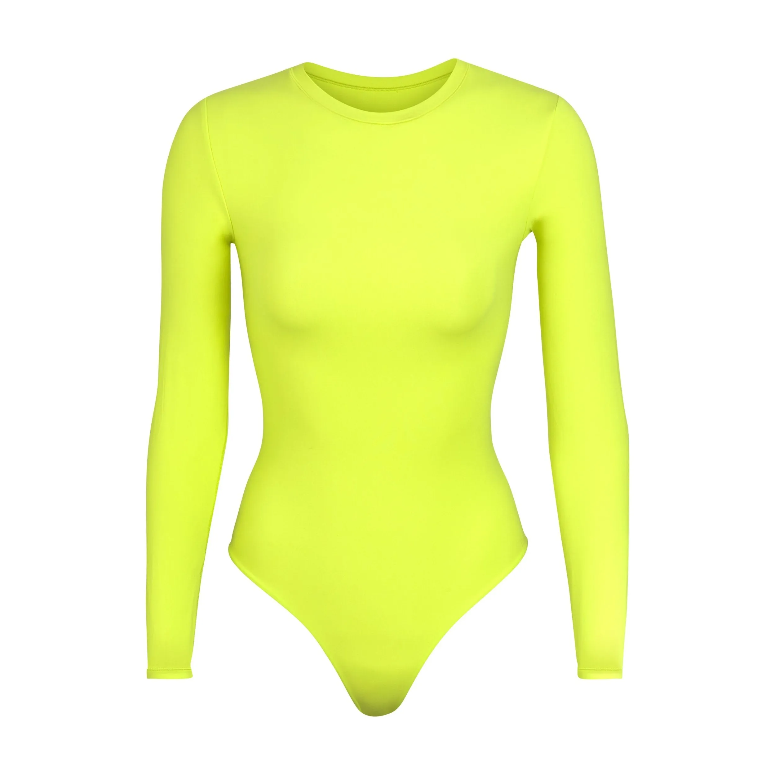 FITS EVERYBODY LONG SLEEVE CREW NECK BODYSUIT | NEON LIME