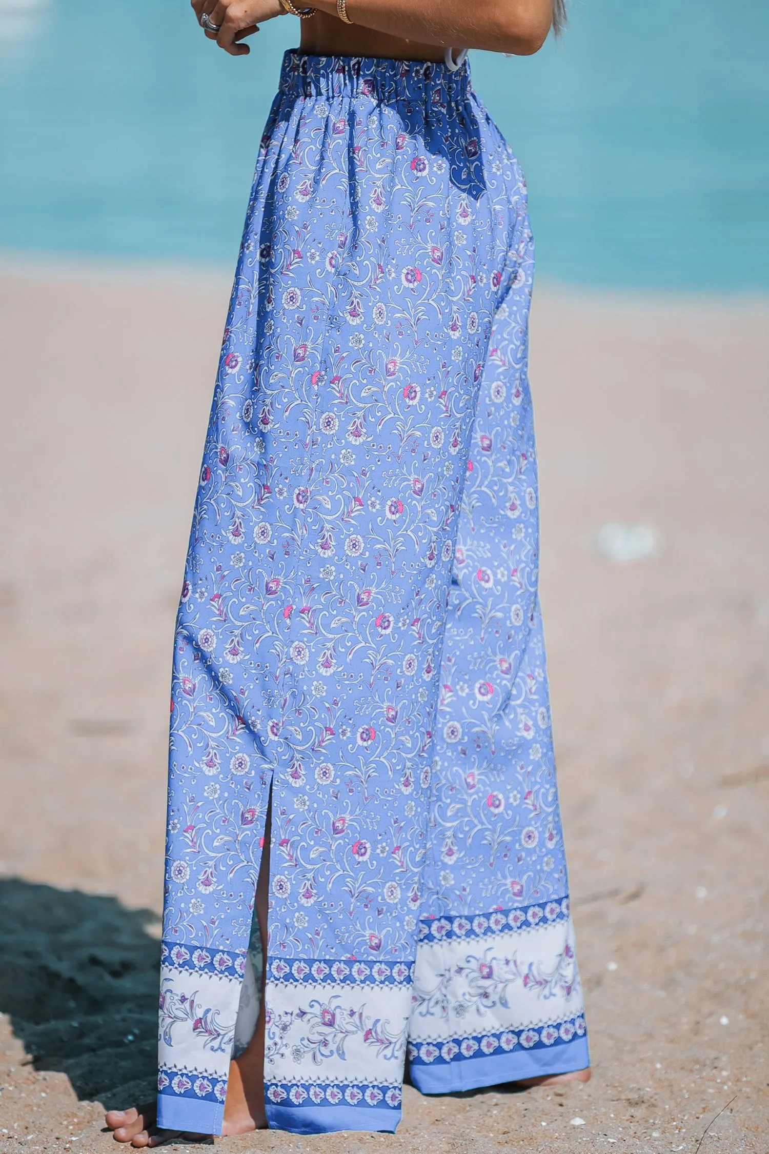 Floral Paisley Print High Waist Pants