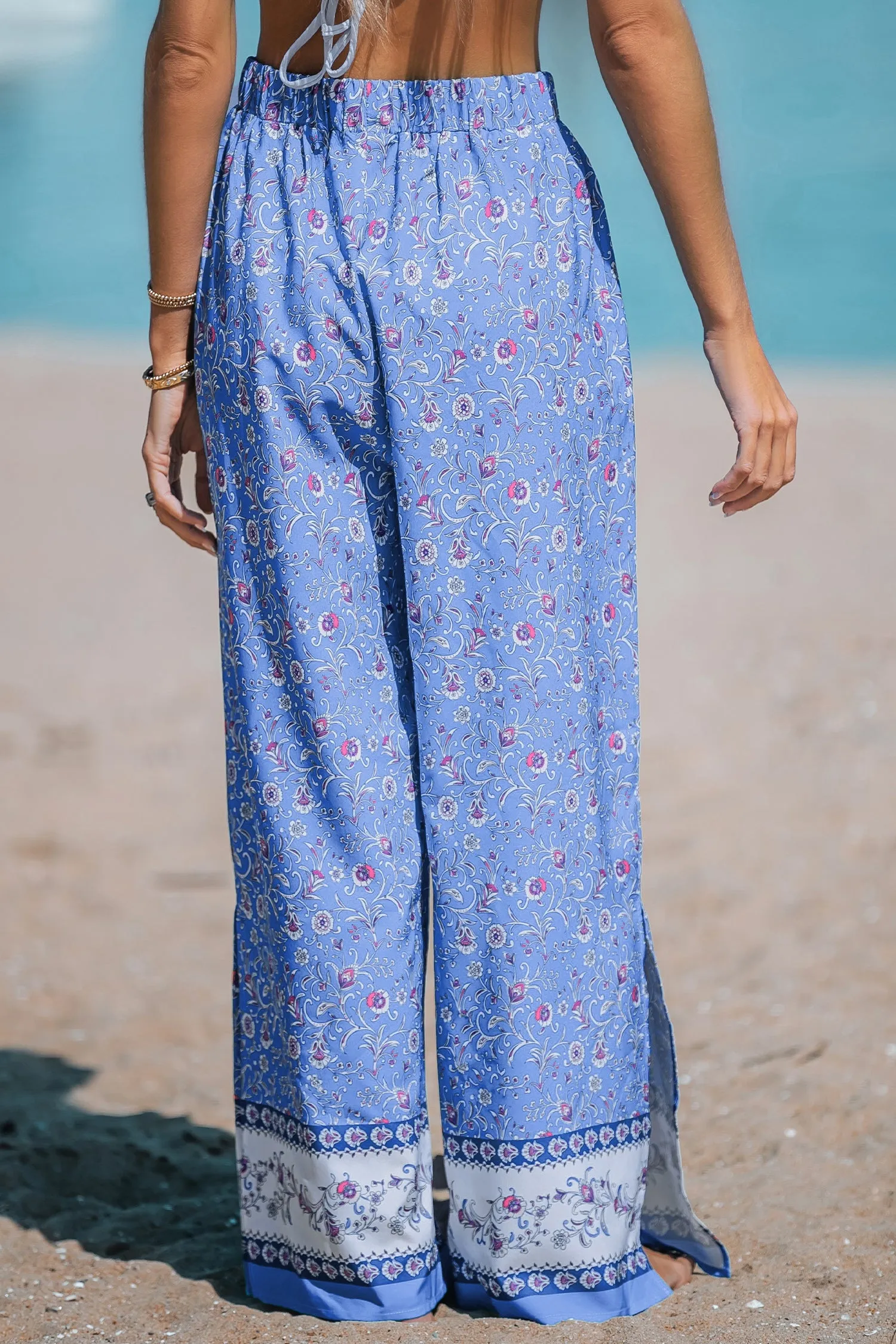 Floral Paisley Print High Waist Pants