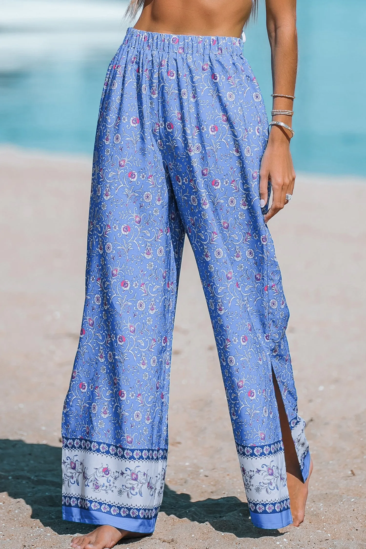 Floral Paisley Print High Waist Pants