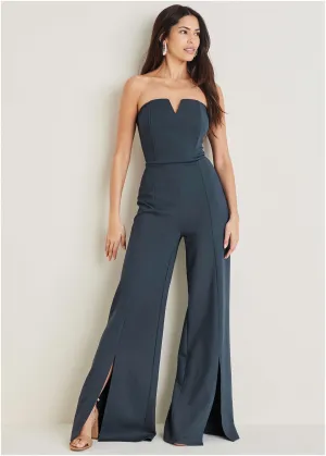 Front Slit Jumpsuit  - Navy