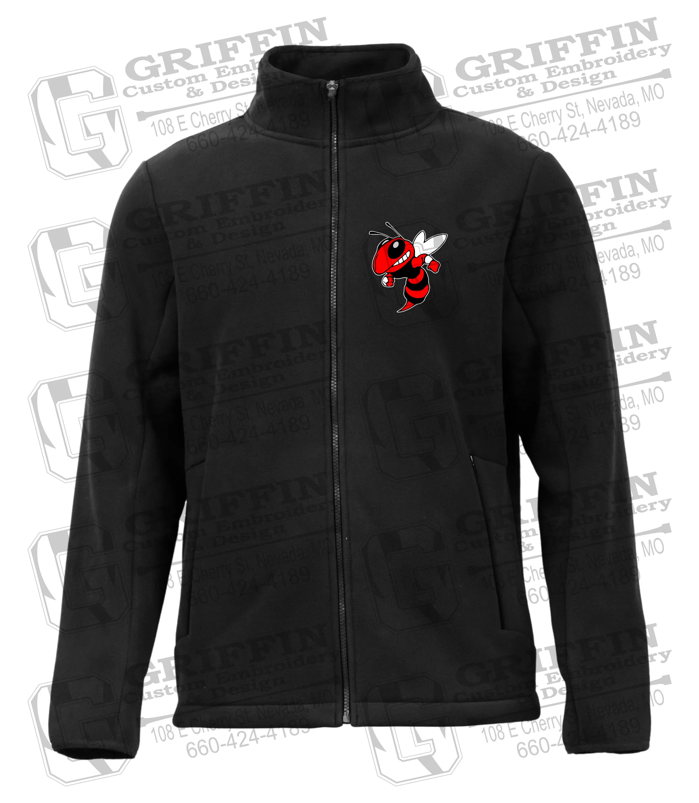 Full-Zip Fleece Jacket - Hume Hornets Logo