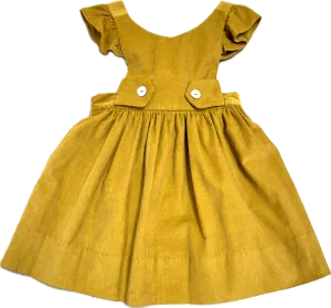 Girl's Mustard Corduroy Jumper with Shell Buttons