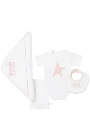 Golden Goose   Star cotton bodysuit, bib &amp; bath set 