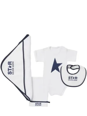 Golden Goose   Star cotton bodysuit, bib &amp; bath set 