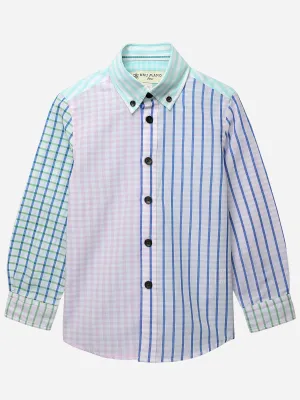 Green Multi Color Checkered Long Sleeve Casual Shirt