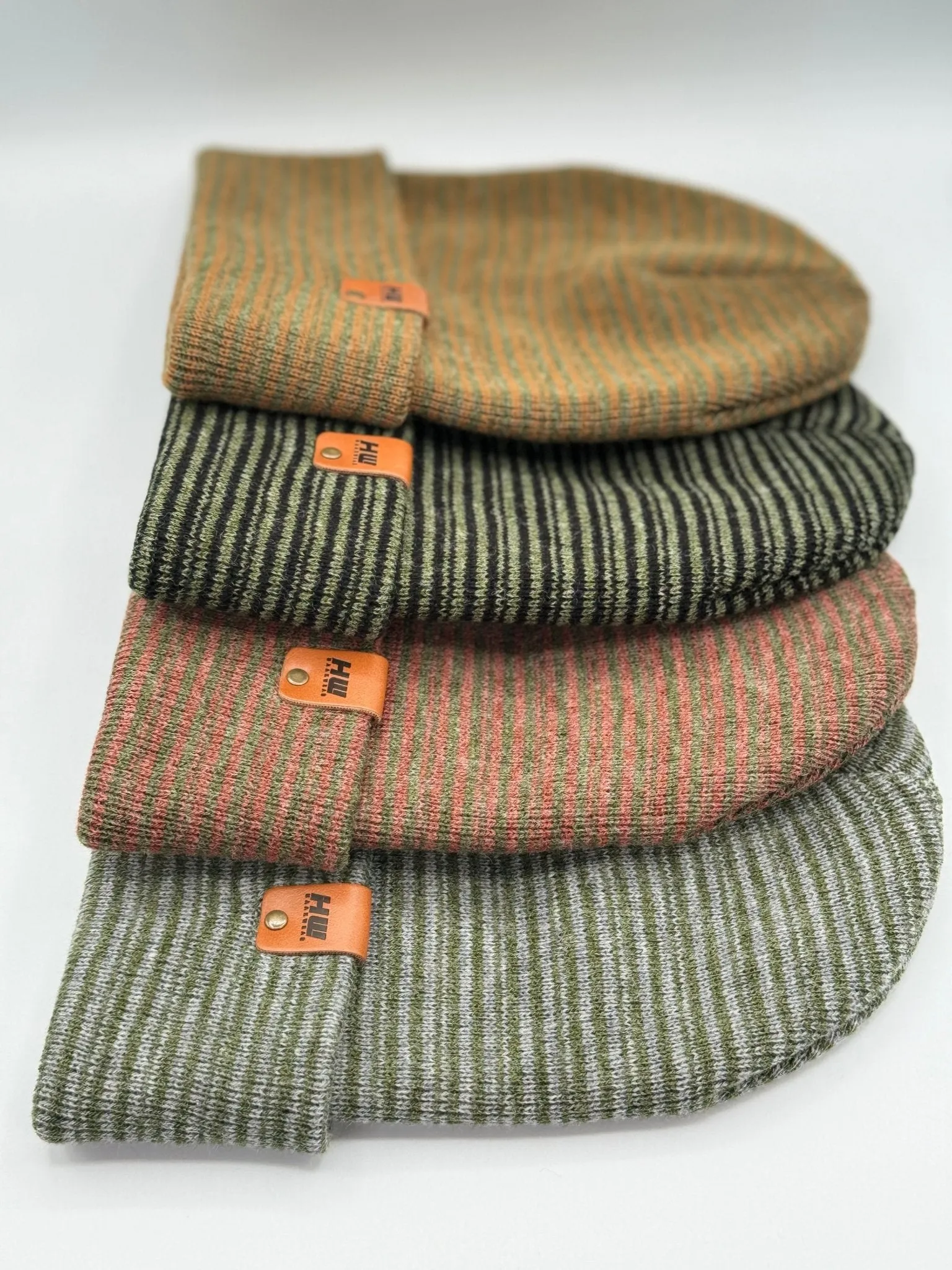 HAAKWEAR Traditional Contrast Cuffed Beanie / Hat - Gray / Green, Made in USA