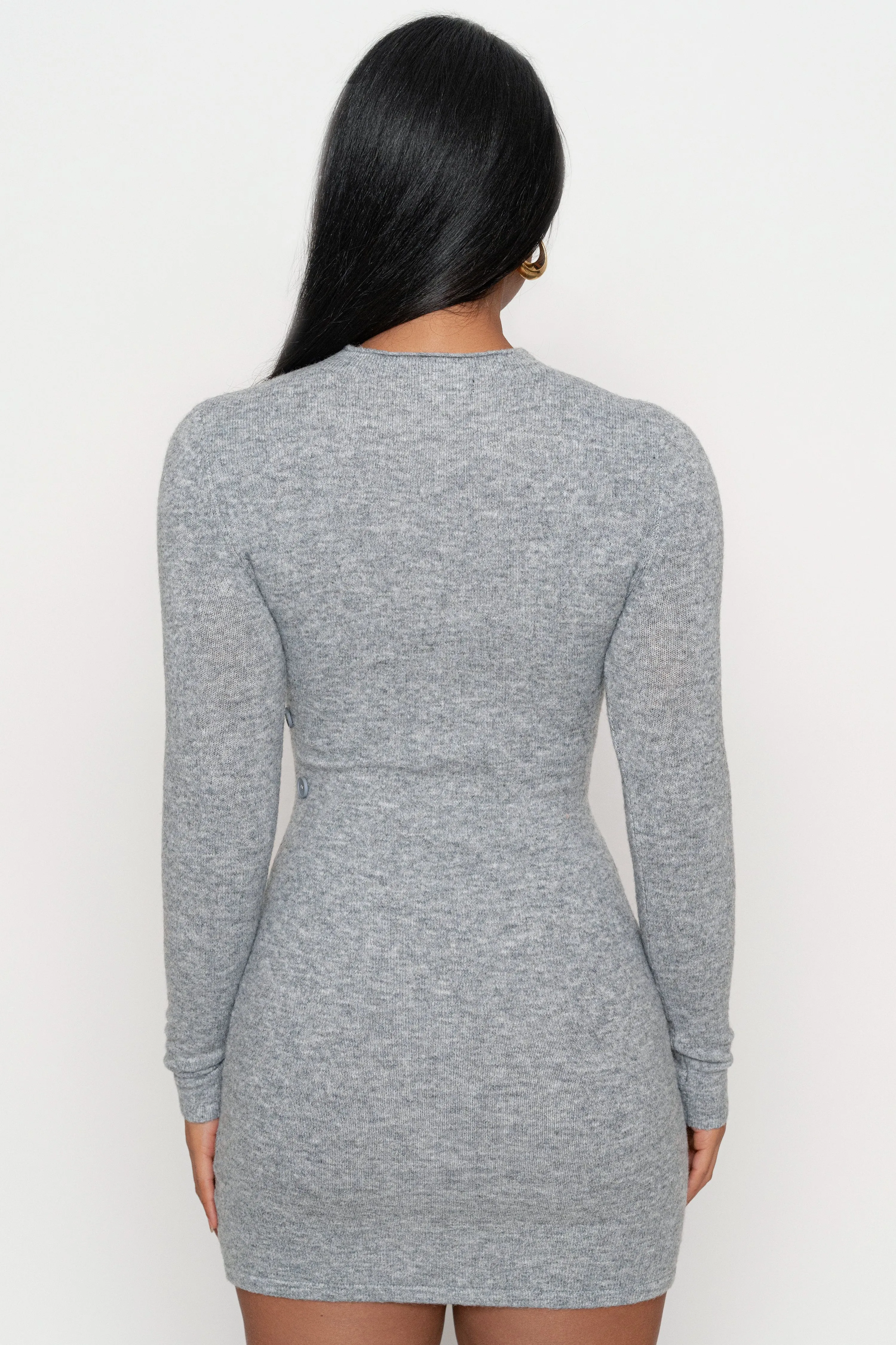 Heather Grey Scarf Draped Mini Dress