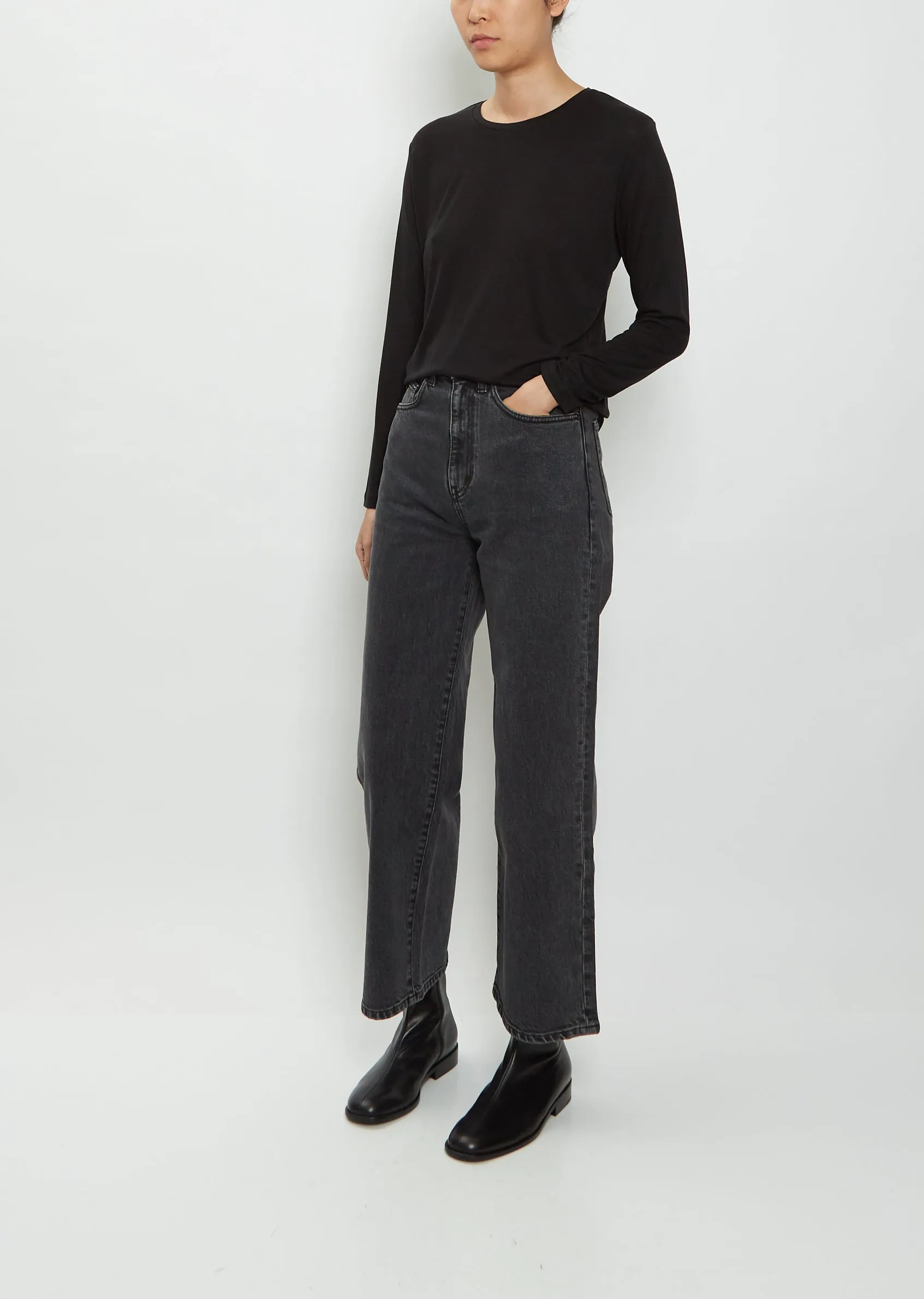 High Waist Cropped Denim Pants