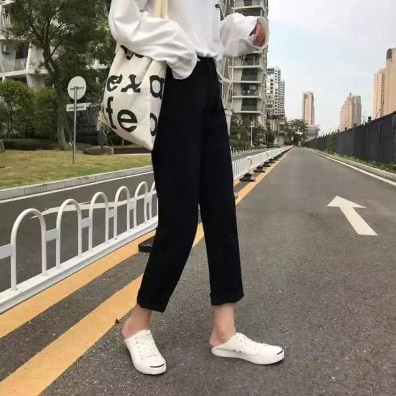 High Waist Pants with   without Ripped Accents