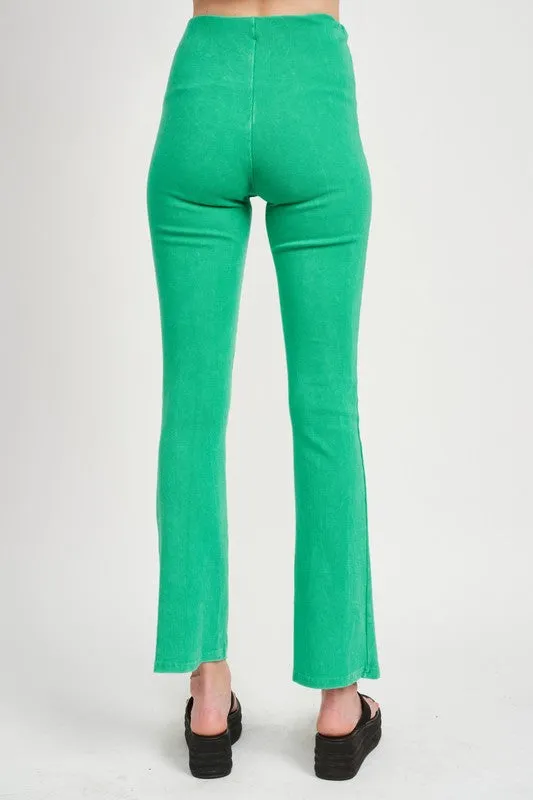 HIGH WAIST RIB FLARED PANTS