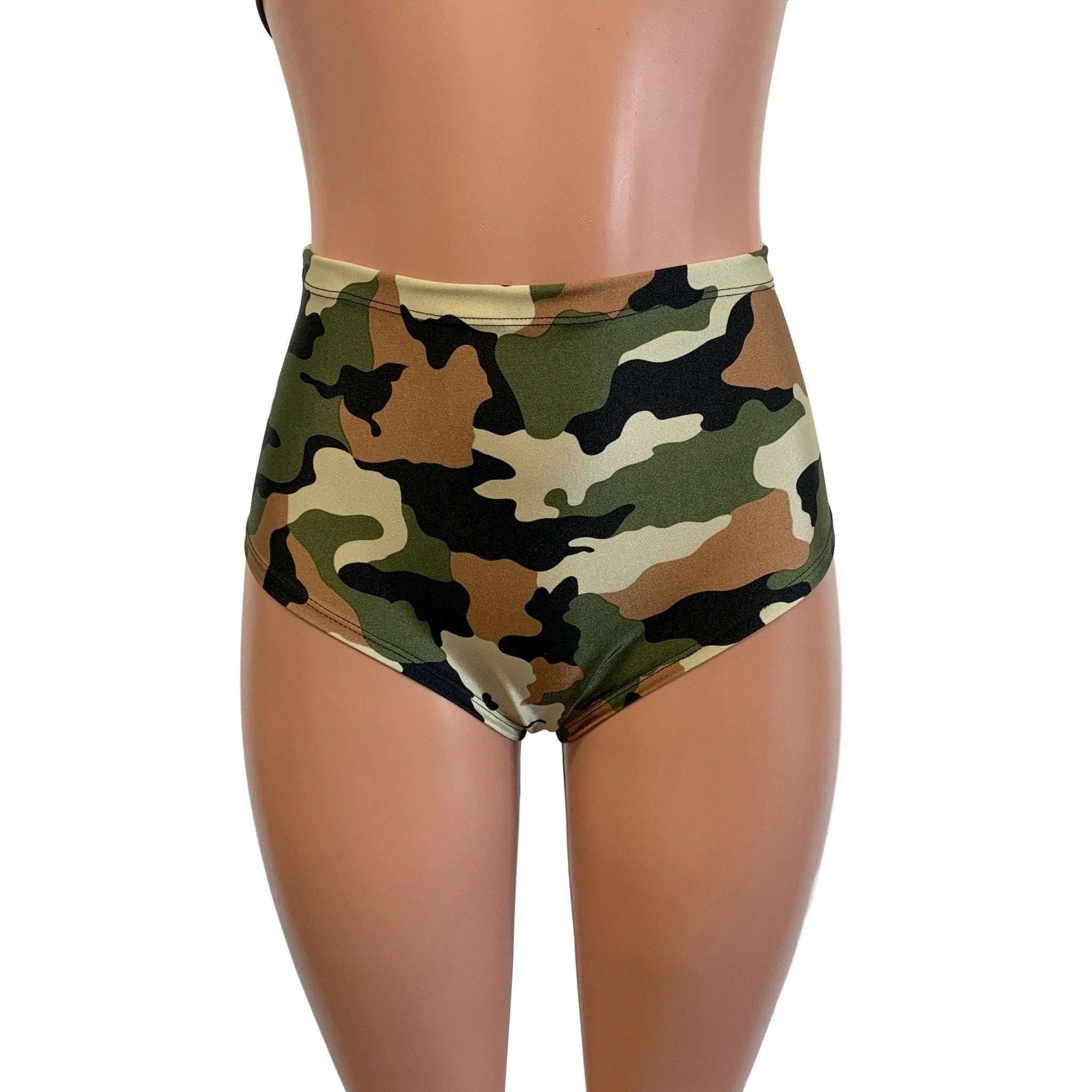 High Waist Scrunch Bikini Hot Pants - Camouflage