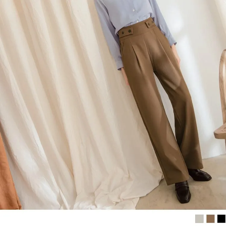 HIGH WAIST STRAIGHT PLEAT SUIT LONG PANTS