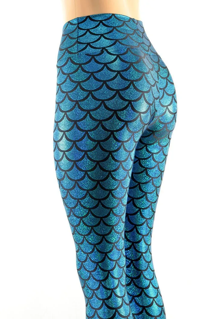 High Waist Turquoise Mermaid Leggings