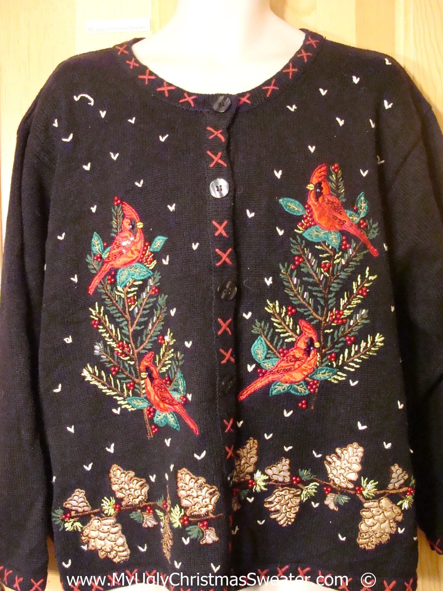 Horrible Cardinal Bird Christmas Sweater