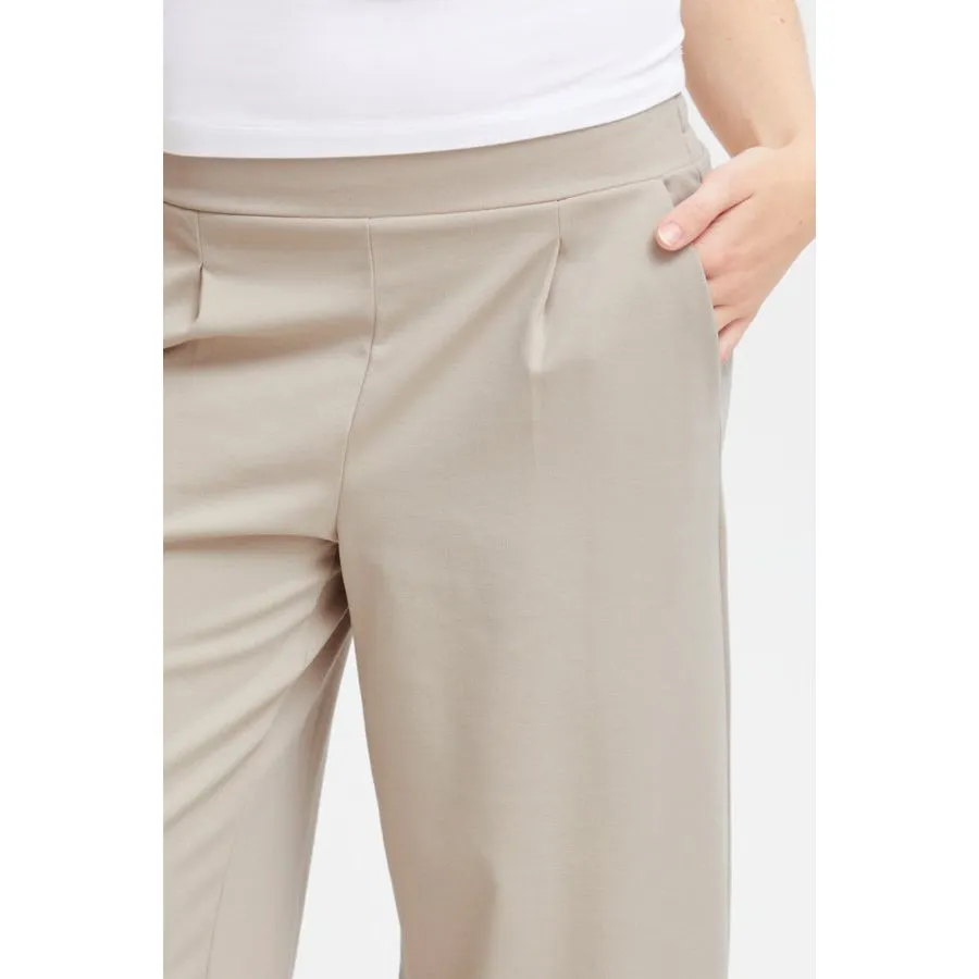 Ichi Womens Kate Sus Wide Trousers Doeskin