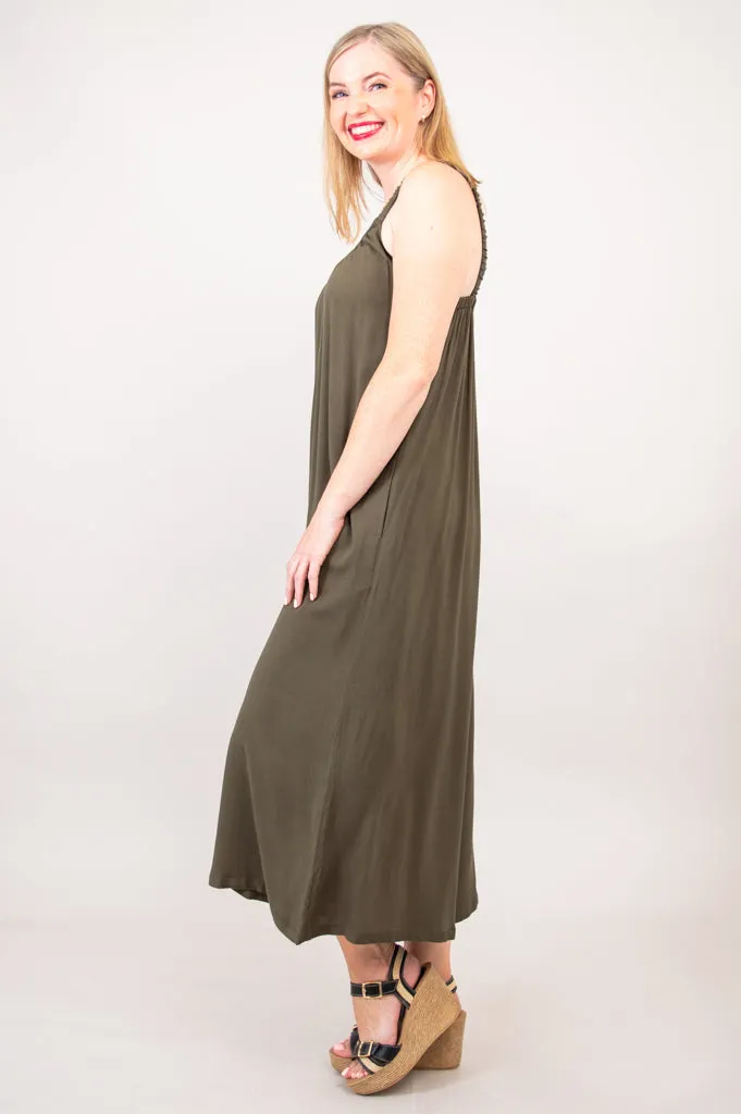 Joanna Jumpsuit, Khaki, Linen Bamboo