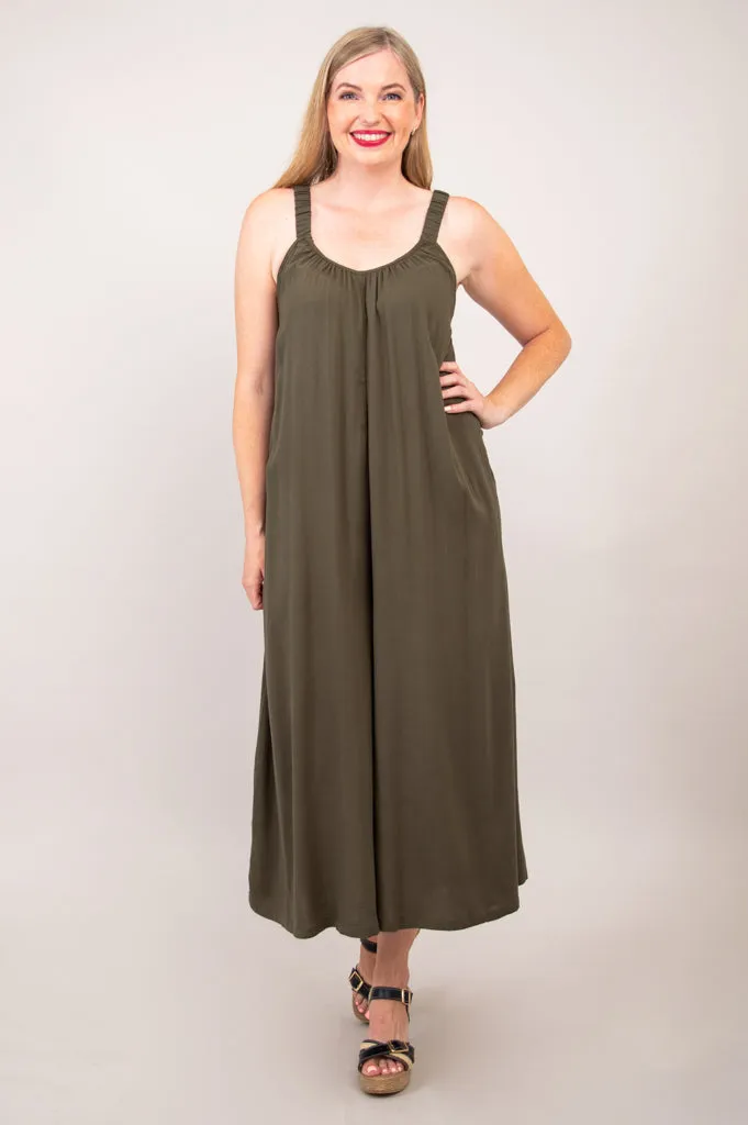 Joanna Jumpsuit, Khaki, Linen Bamboo