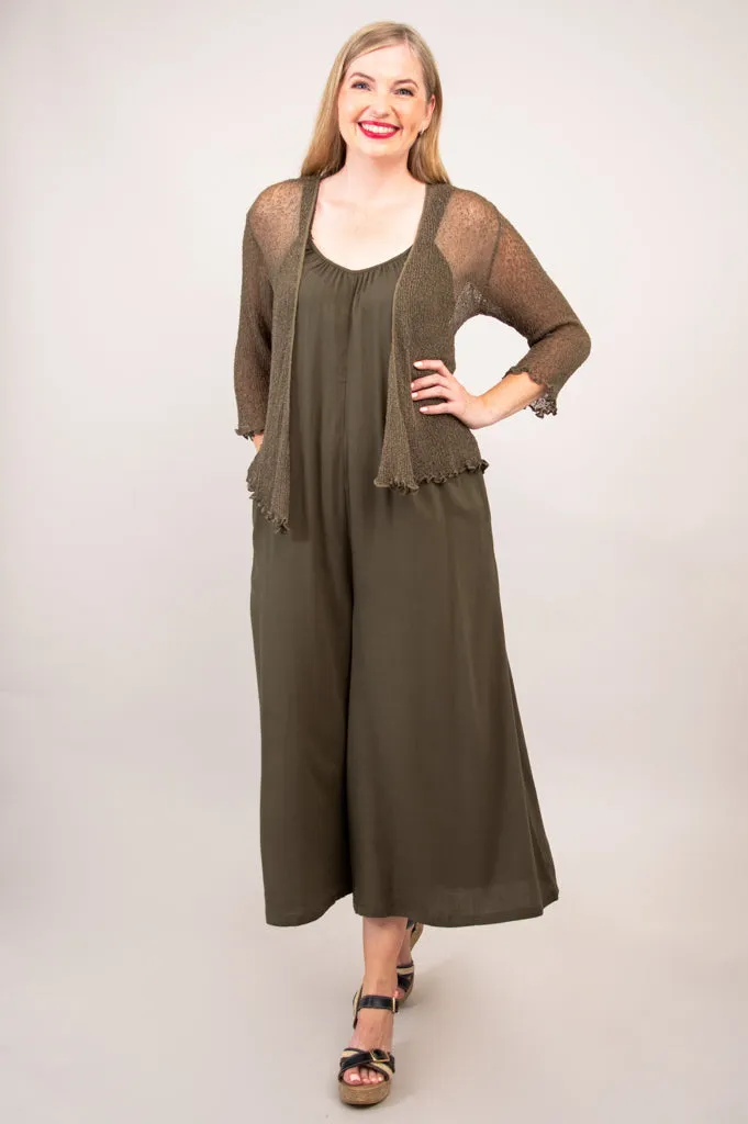 Joanna Jumpsuit, Khaki, Linen Bamboo