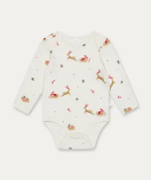 Jolly Journey Long Sleeve Bodysuit - Tofu Christmas Print