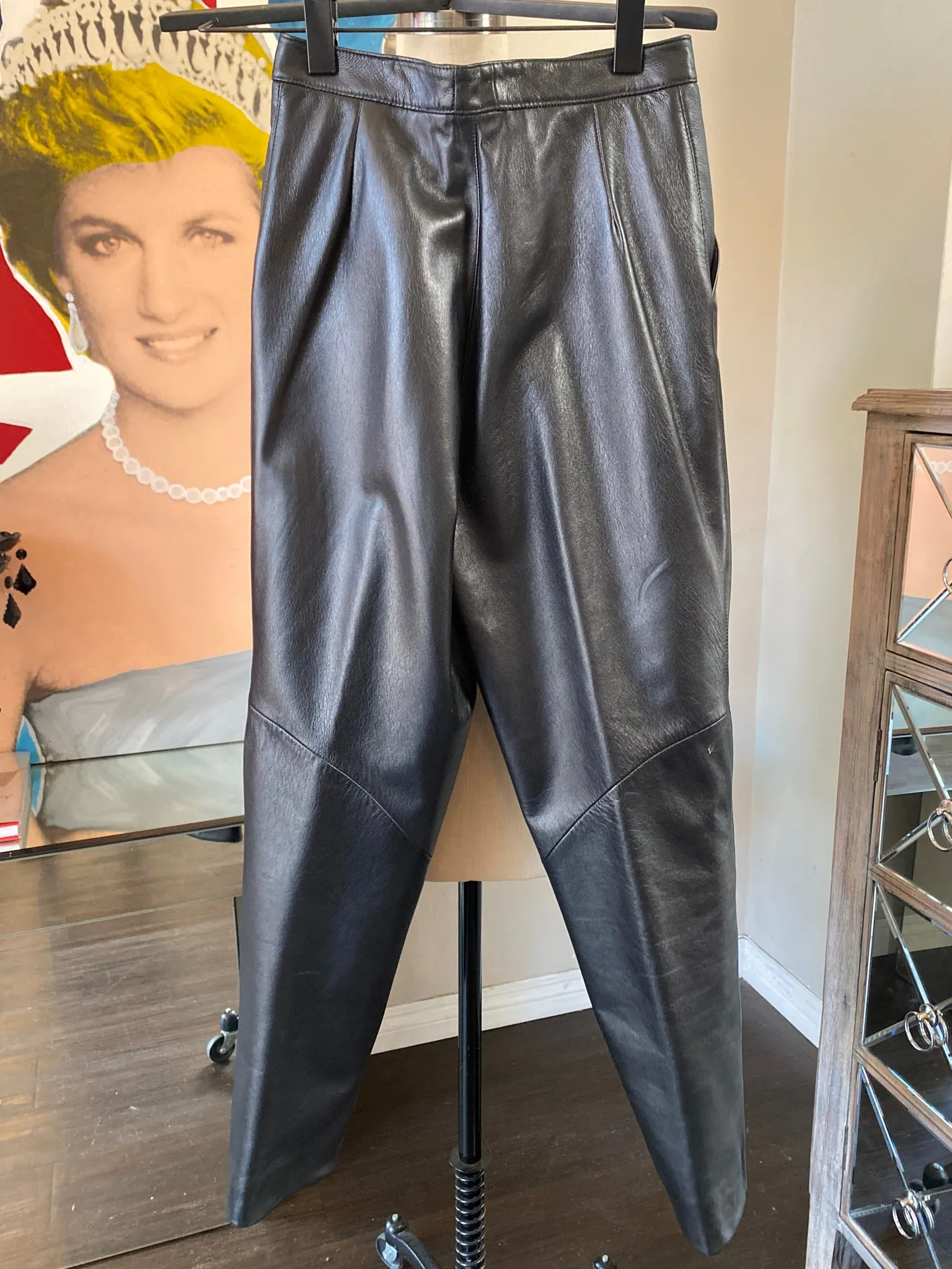 Jonathan Andrew Black Leather Size 6 High Waist Pants Vintage