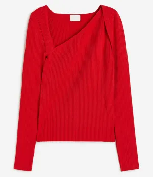 Jumper H&M With Asymmetrical Neckline, red