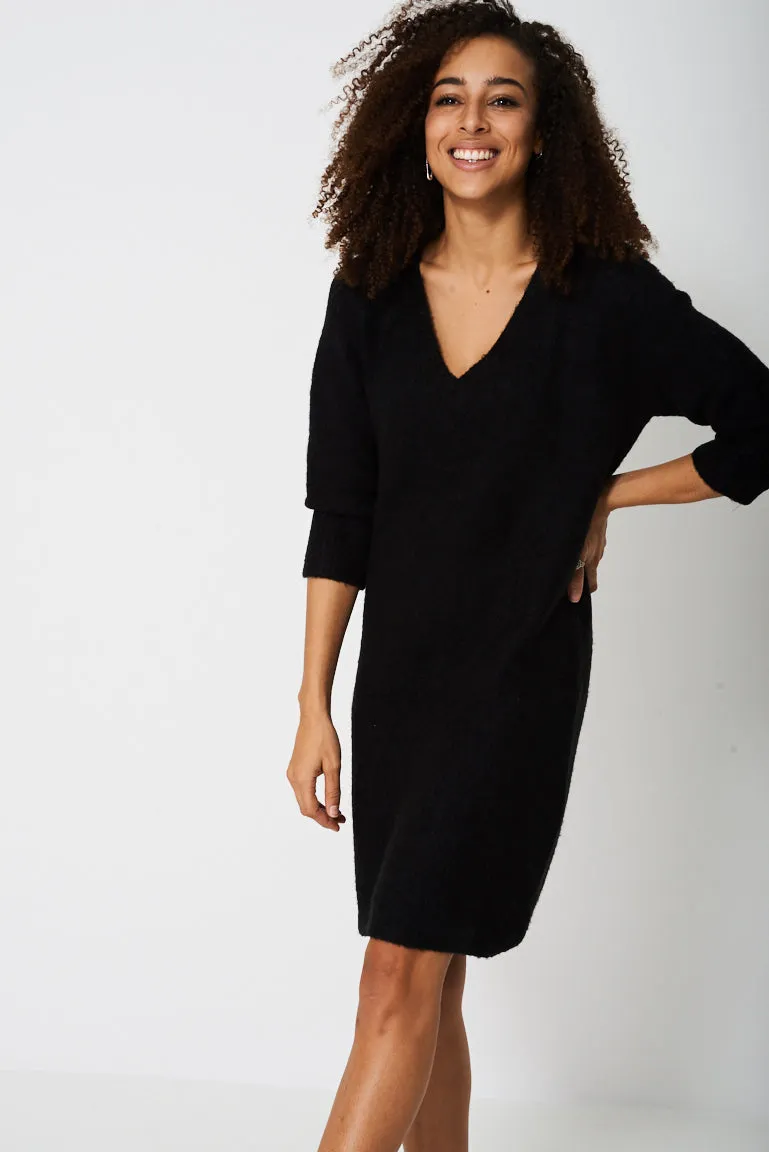 Knitted Jumper Dress in Black Ex-Branded