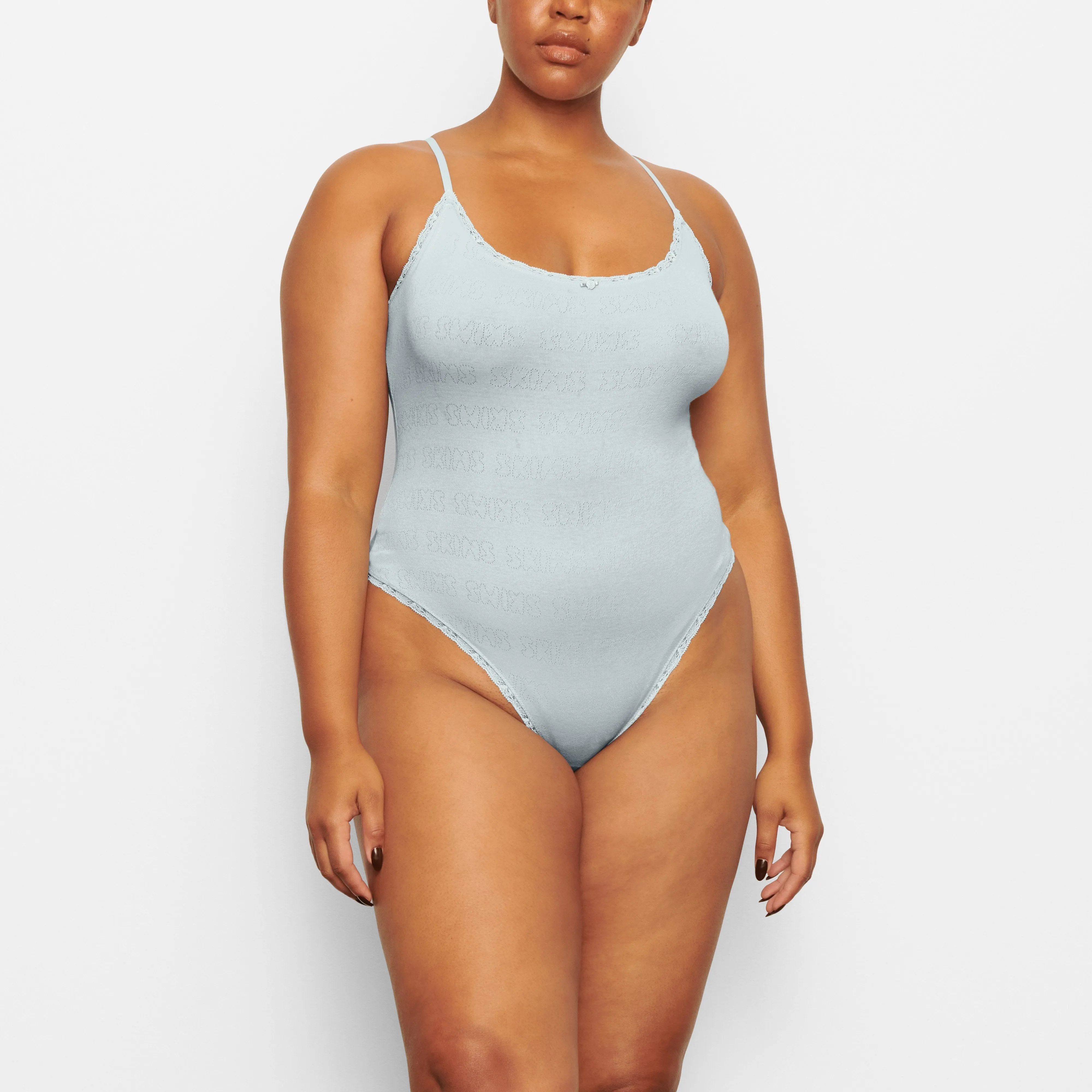 LACE POINTELLE CAMI BODYSUIT | SKY