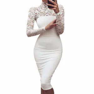 LACE TOP BODYCON MIDI-DRESS