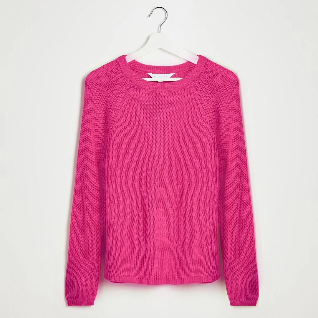 Ladies Pink Raglan Sleeve Jumper